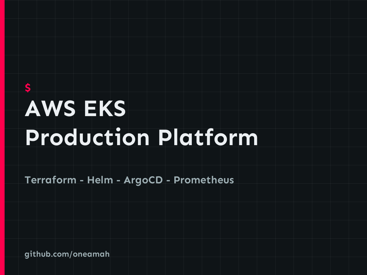 AWS EKS production platform project cover: Terraform, Helm, ArgoCD, Prometheus